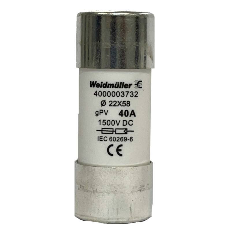 Weidmüller 4000003732 FUSE WSFL 22X58 40A 1K5V GPV Micro-fusible Contenu 10 pc(s)