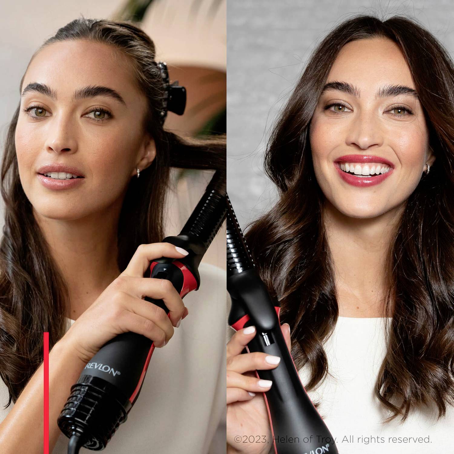 Revlon RVDR5333E Brosse chauffante noir, rouge avec fonction boucleur