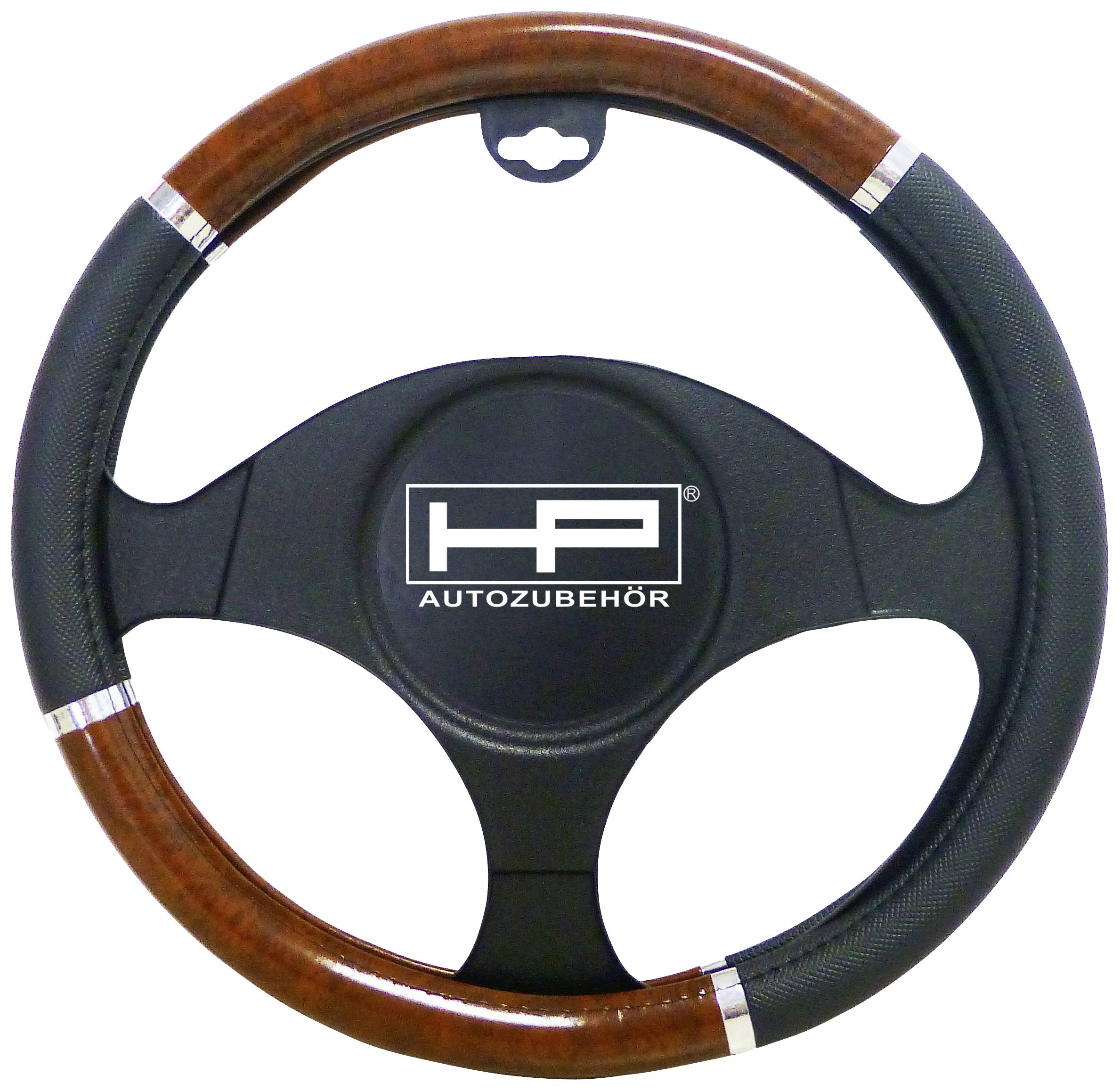 HP Autozubehör Couvre-volant (Ø x H) 39 cm x 4 cm Polyuréthane (PU) tricolore, noir, bois, aluminium 37 - 39 cm