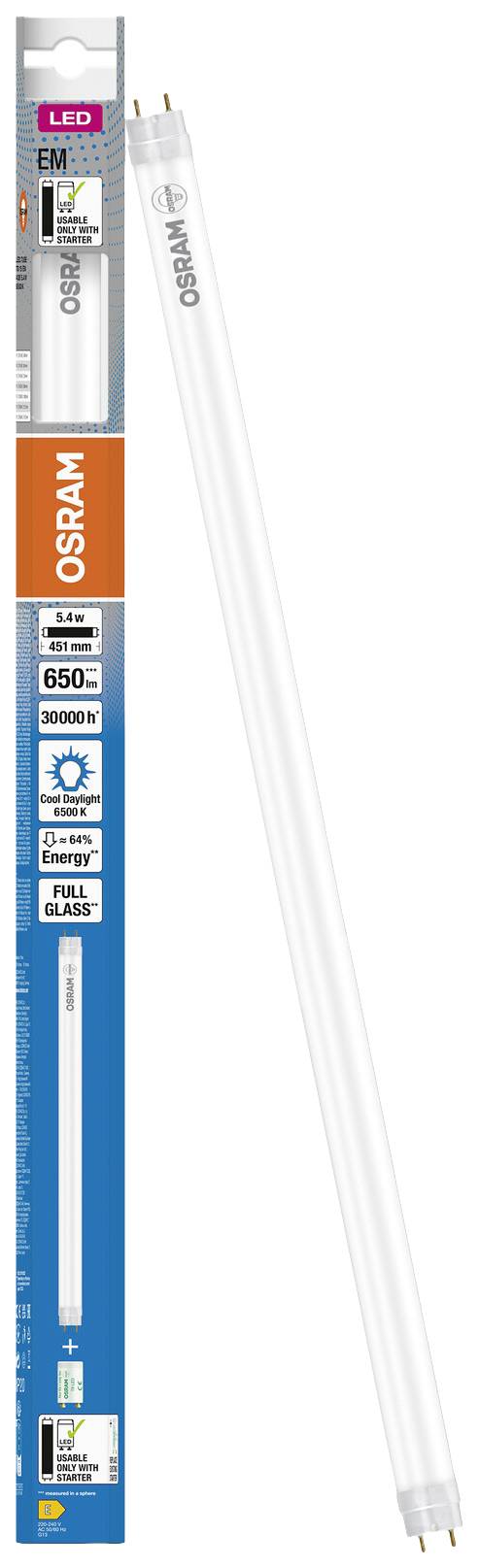 OSRAM HOMELIGHTING Tubes LED CEE: E (A - G) G13 forme de tube T8 5.4 W = 15 W blanc froid (Ø x L) 26.80 mm x 451 mm 1 pc(s)