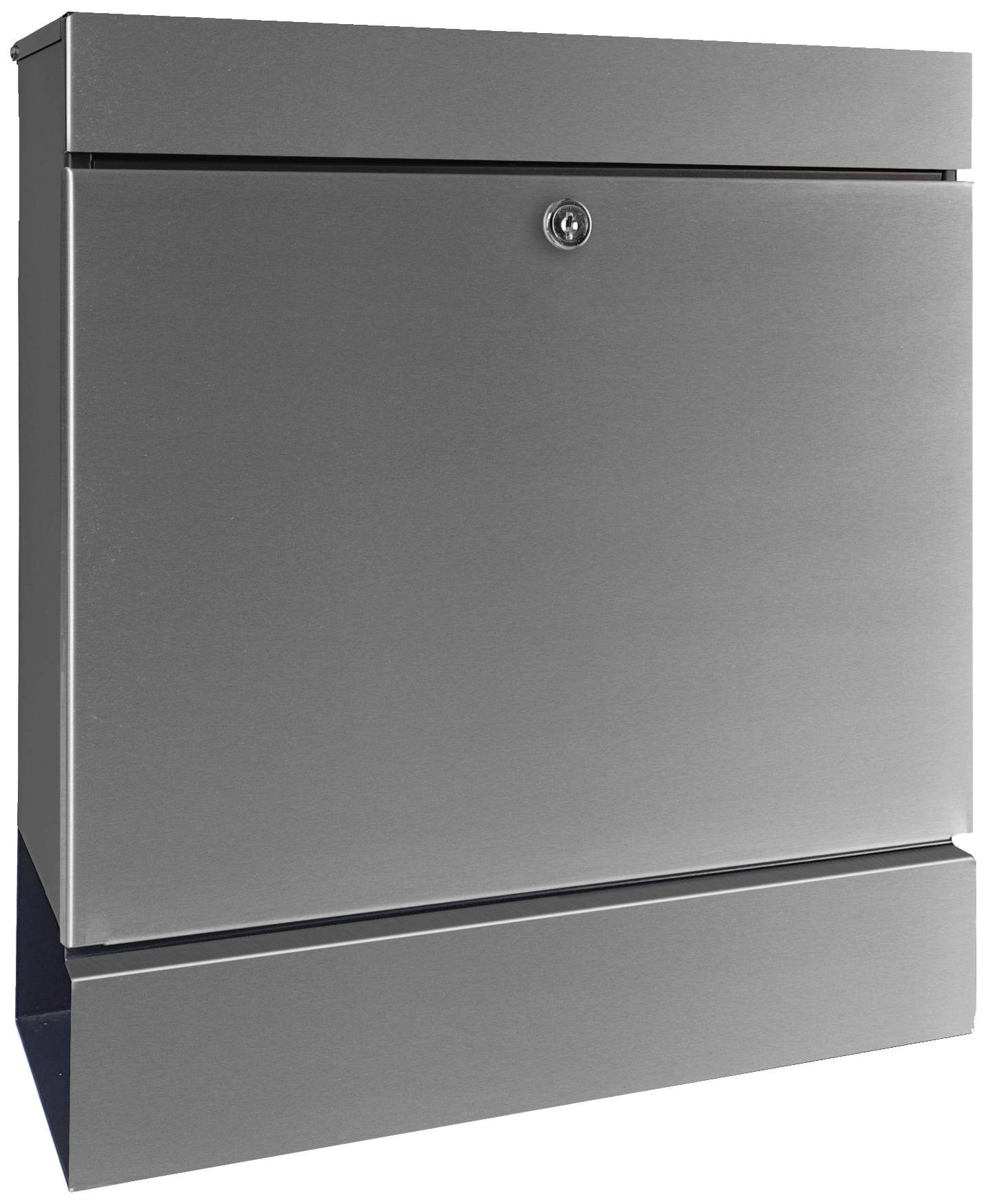 Une boîte aux lettres grise avec un couvercle fermé et une serrure intégrée sur la façade avant.