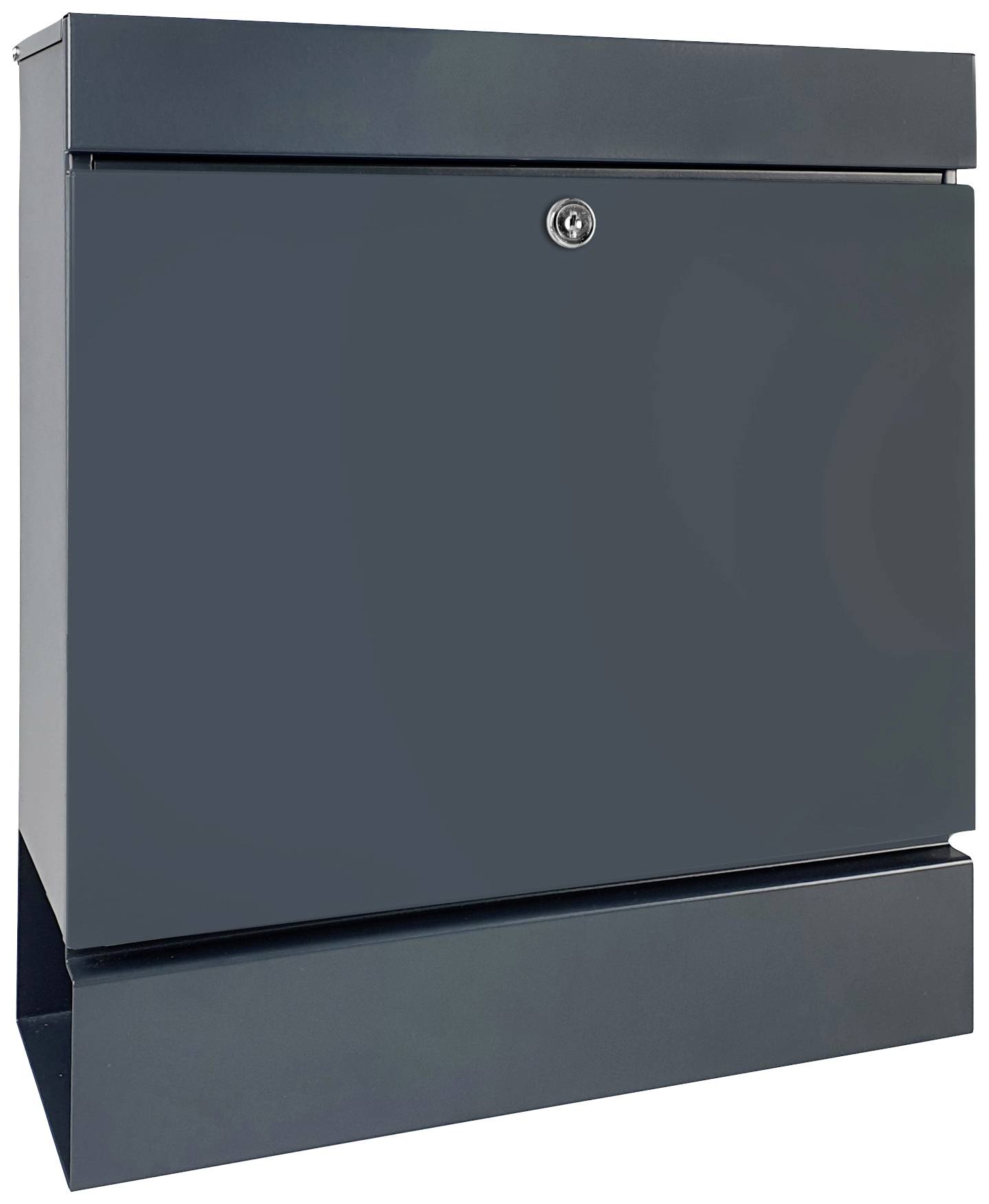 Une boîte aux lettres grise en métal avec un cadenas sur la façade.