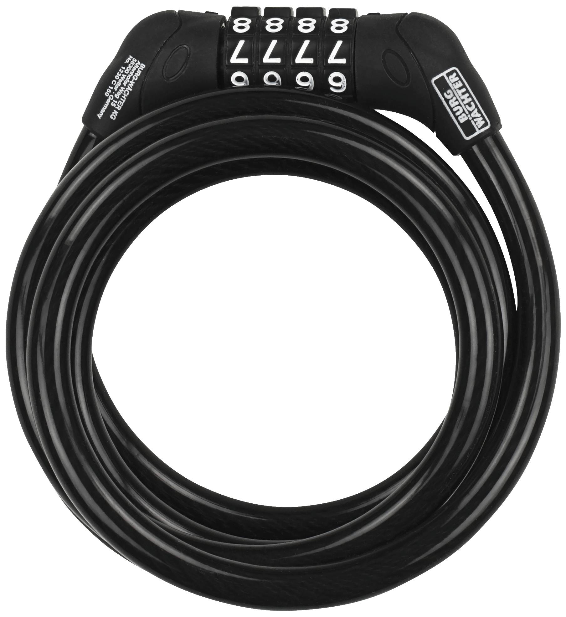 Burg Wächter 1230 C 150 Antivol à câble spiralé noir fermeture à combinaison