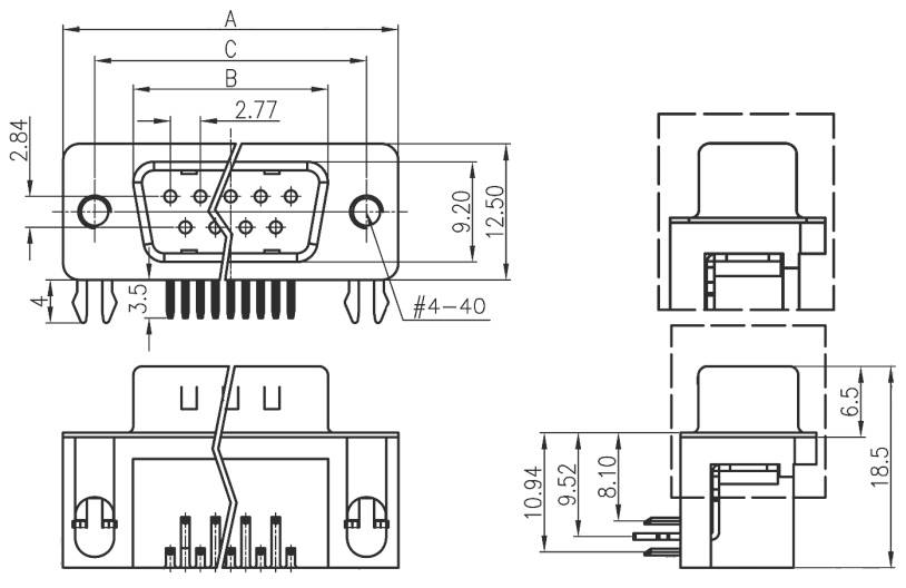 Connfly DS1037-25MNBKT7-0CC Embase SUB-D mâle Nombre de pôles: 25 pin à souder Tray