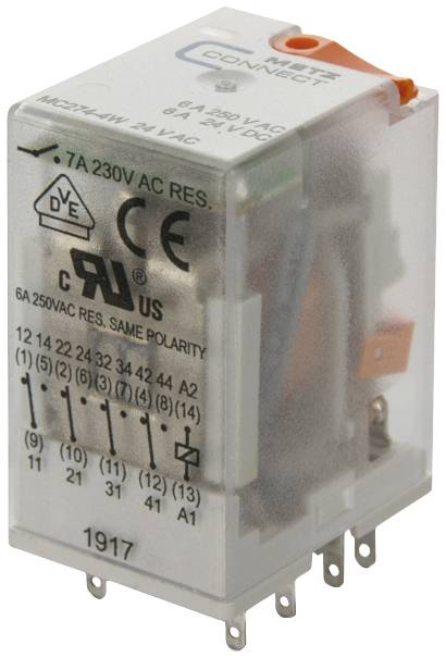 Metz Connect 110017101407 Relais enfichable 24 V/AC 7 A 4 inverseurs (RT) 1 pc(s)