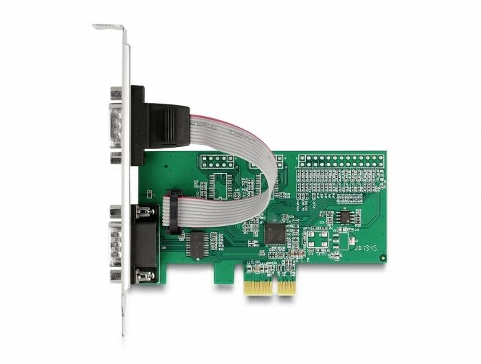 Delock 89555 2 ports Carte enfichable sérielle PCI-Express, RS232 PCIe x1