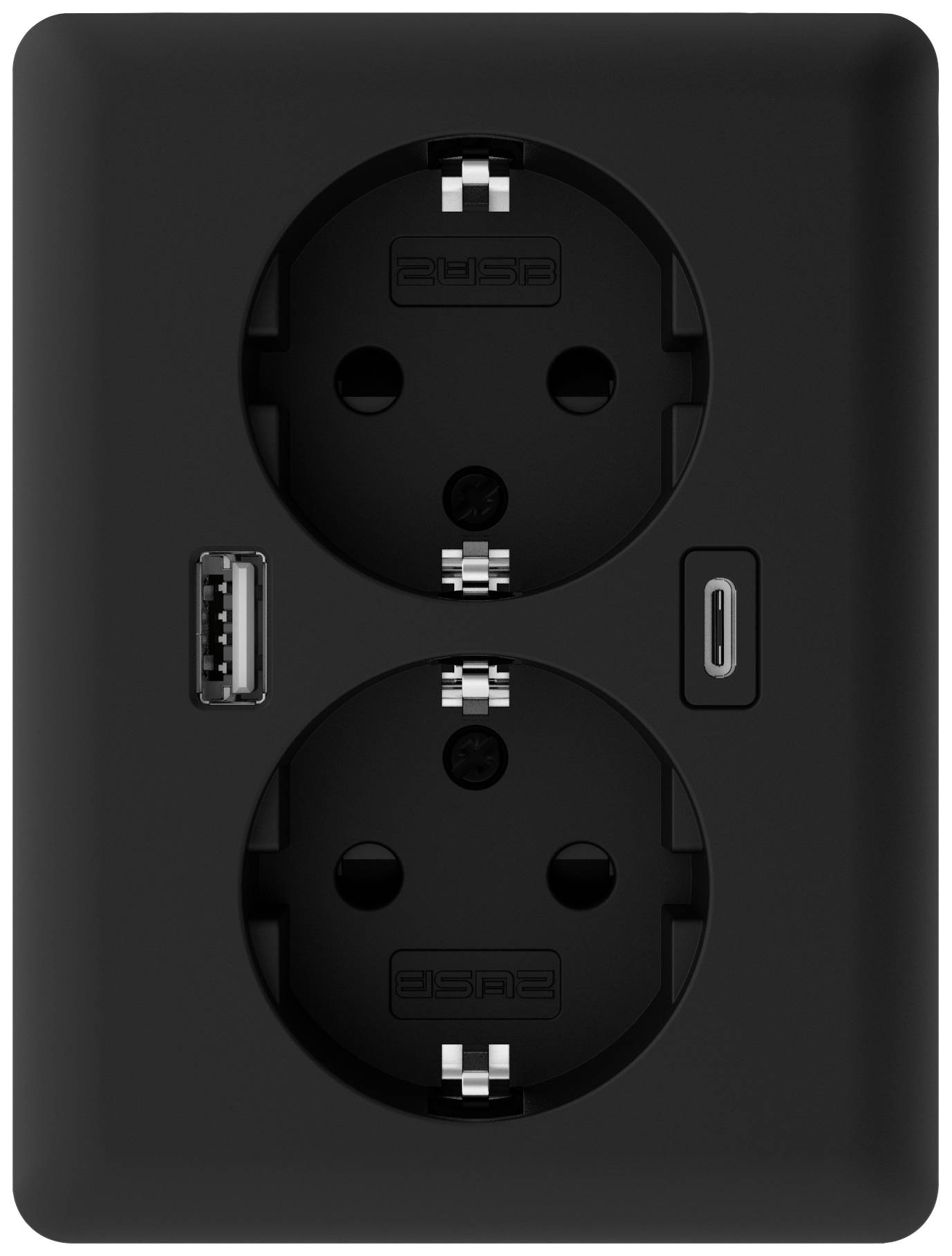 2USB 2U-449719 Boîtier encastrable avec USB-C®, avec sortie de charge USB noir (mat)