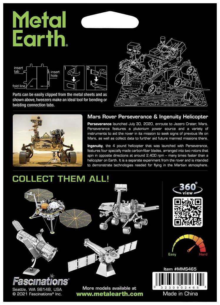 Metal Earth Mars Rover Perseverance & Ingenuity Helicopter Kit en métal