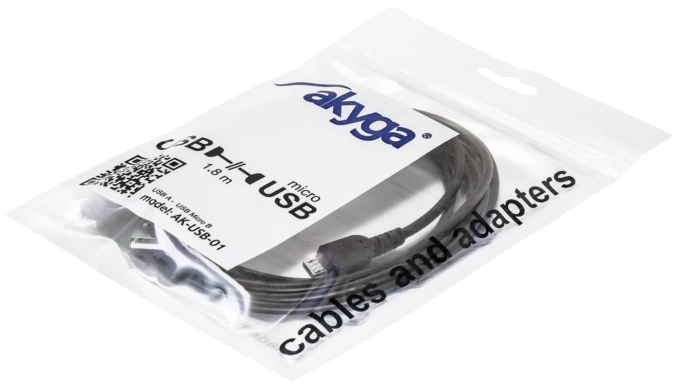 Akyga Câble USB USB-A mâle, USB-Micro-B mâle 1.80 m noir AK-USB-01