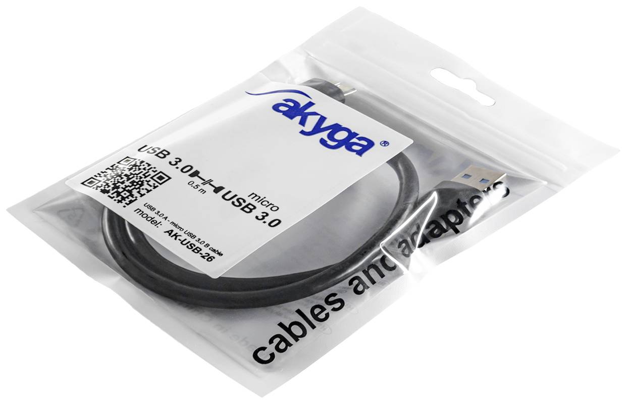 Akyga Câble USB USB-A mâle, USB-Micro-B 3.0 mâle 0.50 m noir AK-USB-26