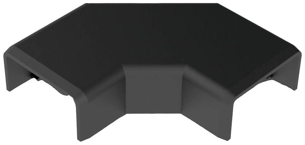 Connecteur en plastique noir de forme L, utilisé pour relier deux profilés à angle droit.