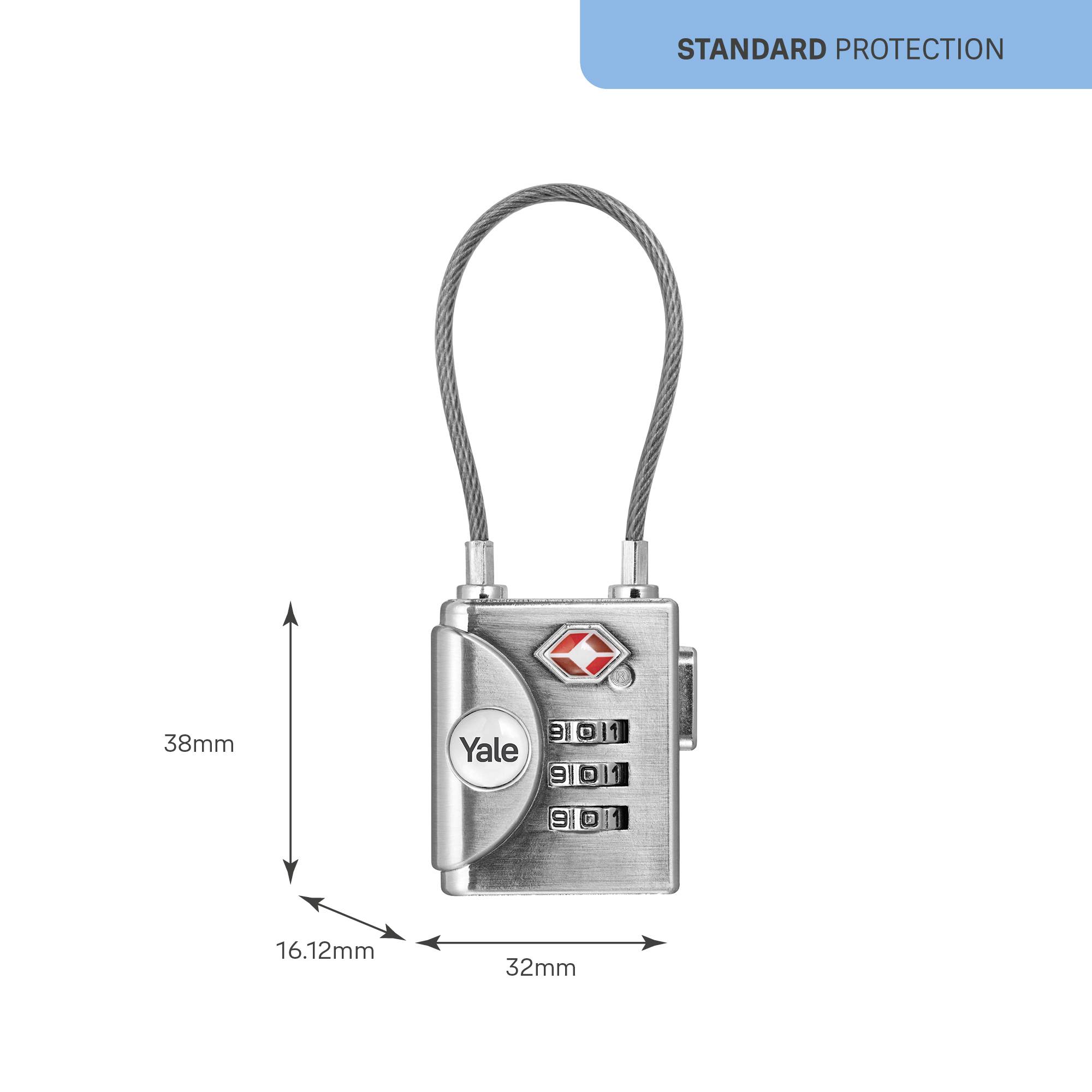 YALE YTP3/32/350/1 Cadenas 32 mm TSA argent avec serrure à combinaison