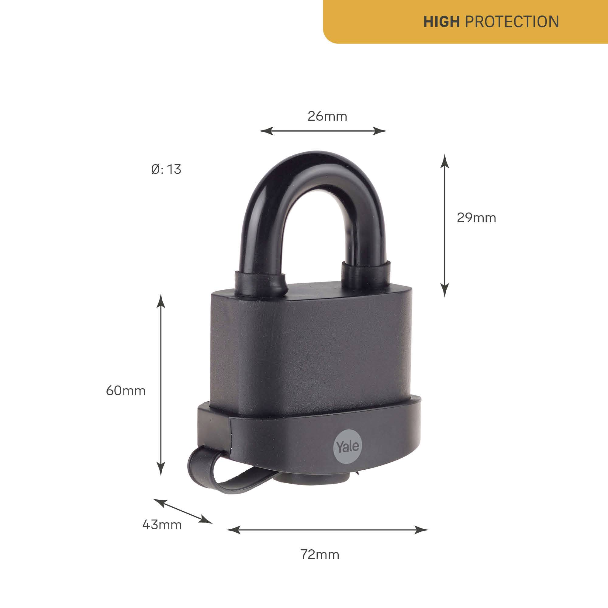 YALE Y220B/71/130/1 Cadenas 72 mm avec serrure à clé