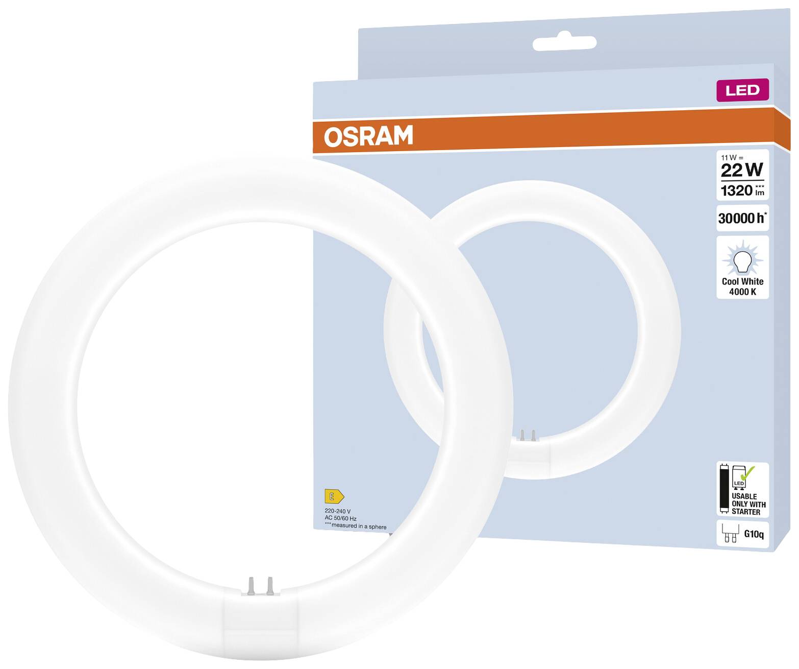 OSRAM HOMELIGHTING Tubes LED CEE: E (A - G) G10q forme d'anneau 11 W = 22 W blanc neutre (Ø x L) 312 mm x 212 mm 1 pc(s)