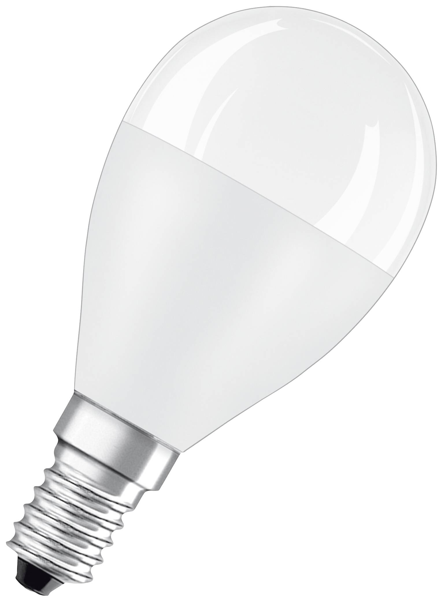Une ampoule LED blanche avec une douille à vis argentée, droite et verticale. Elle symbolise un éclairage économe en énergie.