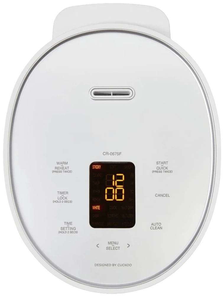Cuckoo CR-0675F Cuiseur à riz blanc mat avec écran, avec verre doseur, fonction minuteur