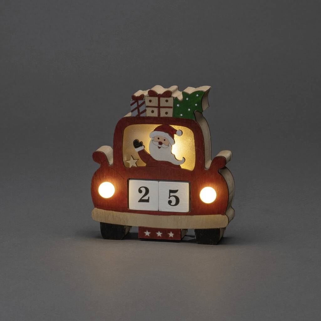 Konstsmide 3272-550 Silhouette à LED Père-Noël en voiture blanc chaud LED blanc chaud minuteur, avec interrupteur