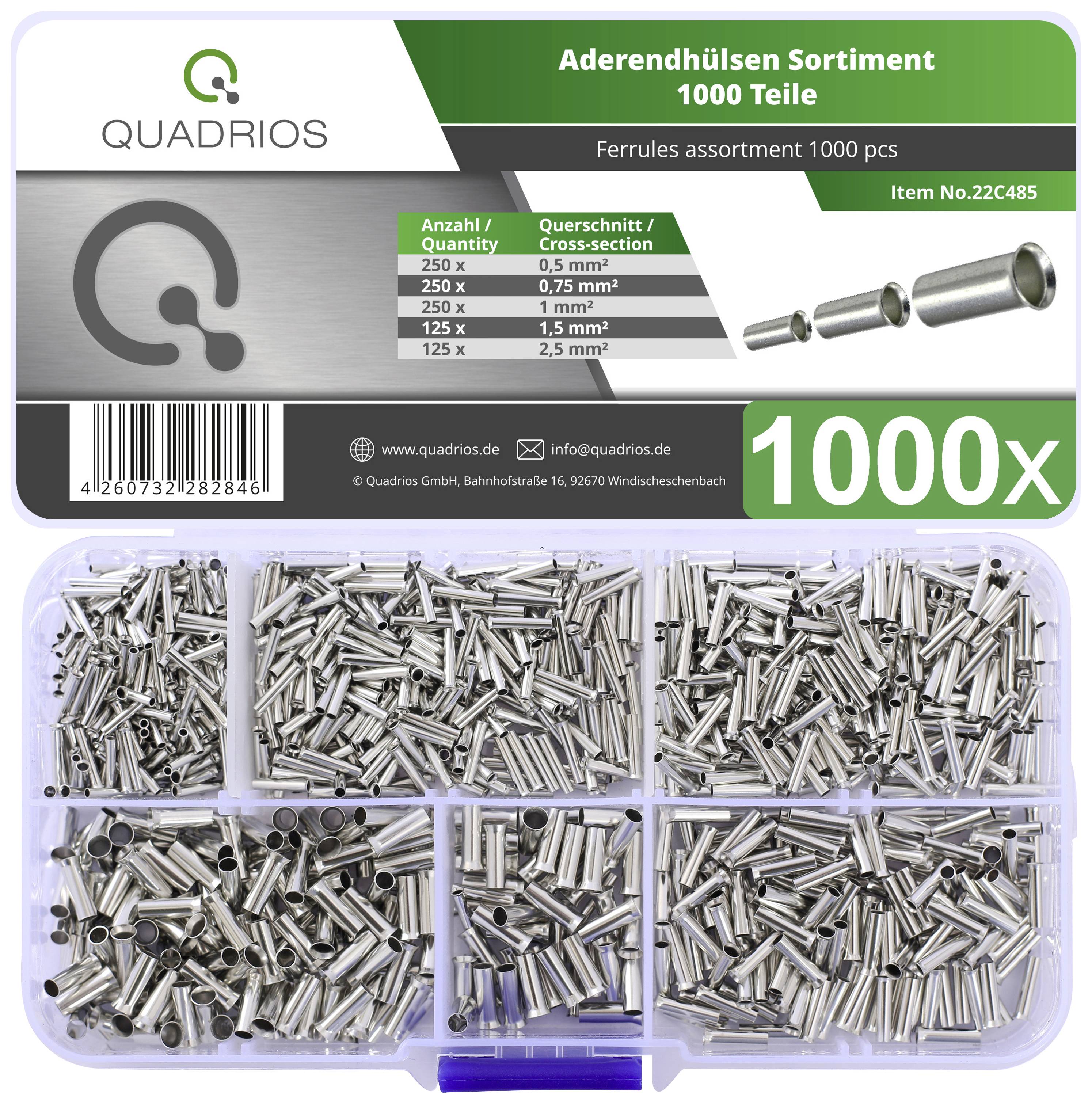 Quadrios 22C485 Assortiment d'embouts simples non isolé 1000 pc(s)