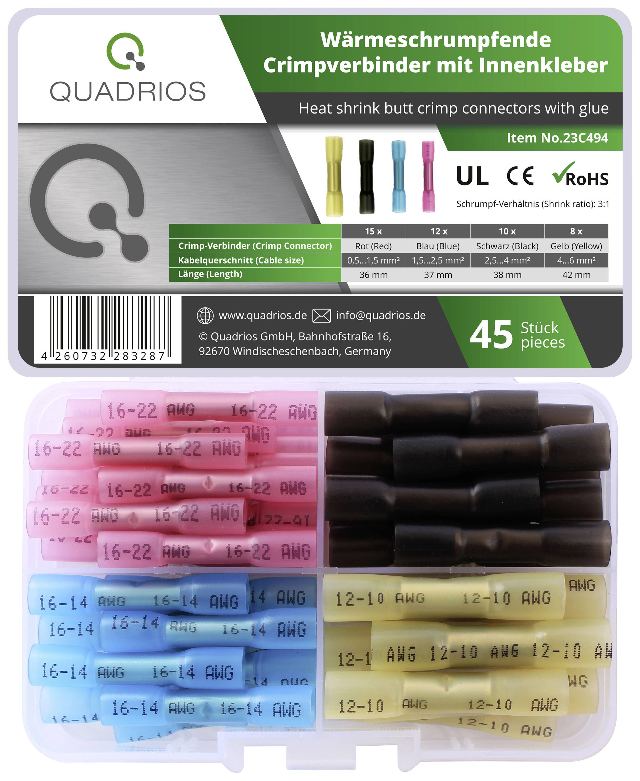 Quadrios 23C494 Prolongateur 0.5 mm² 6 mm² rouge, bleu, noir, jaune 45 pc(s)