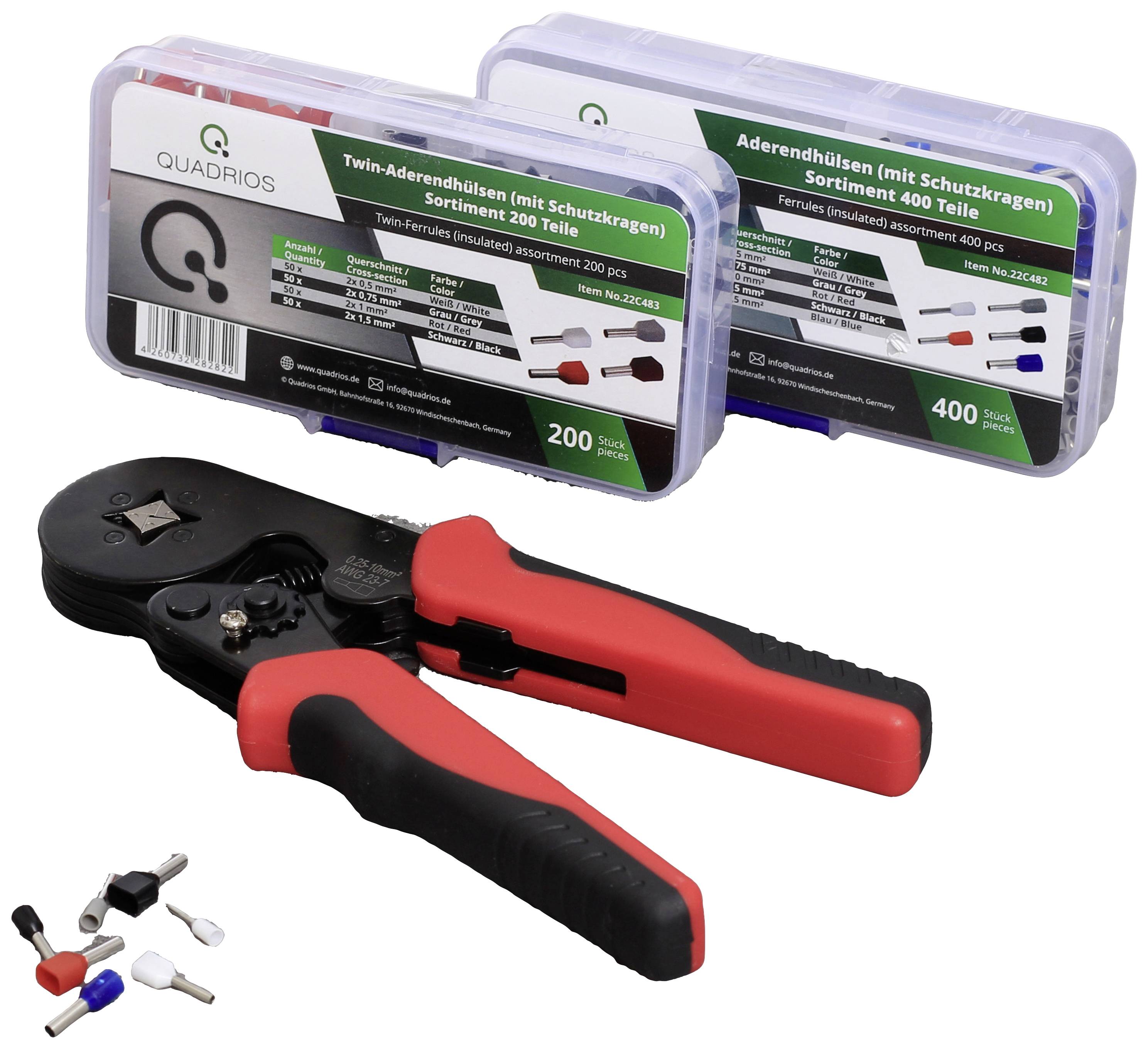 Quadrios 23T035 Assortiment d'embouts simples 0.5 mm², 1 mm², 1.5 mm², 2.5 mm² partiellement isolé 1 set