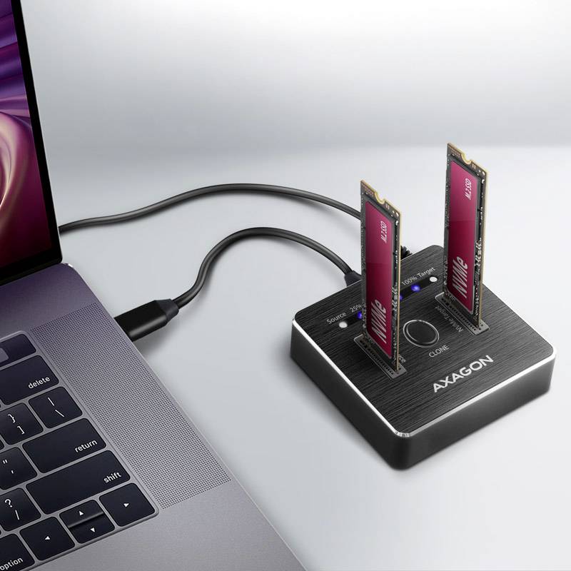 AXAGON ADSA-M2C NVMe Station d'accueil pour disque dur avec fonction clonage