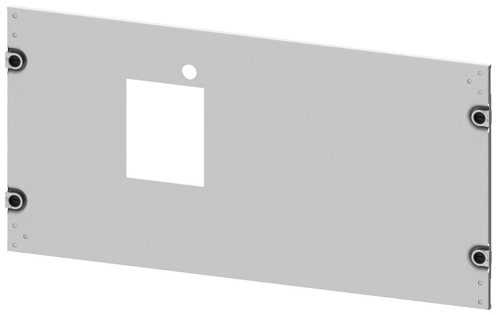 Une plaque métallique rectangulaire avec un évidement carré et des trous de vis dans les coins. Adaptée pour des applications de montage.