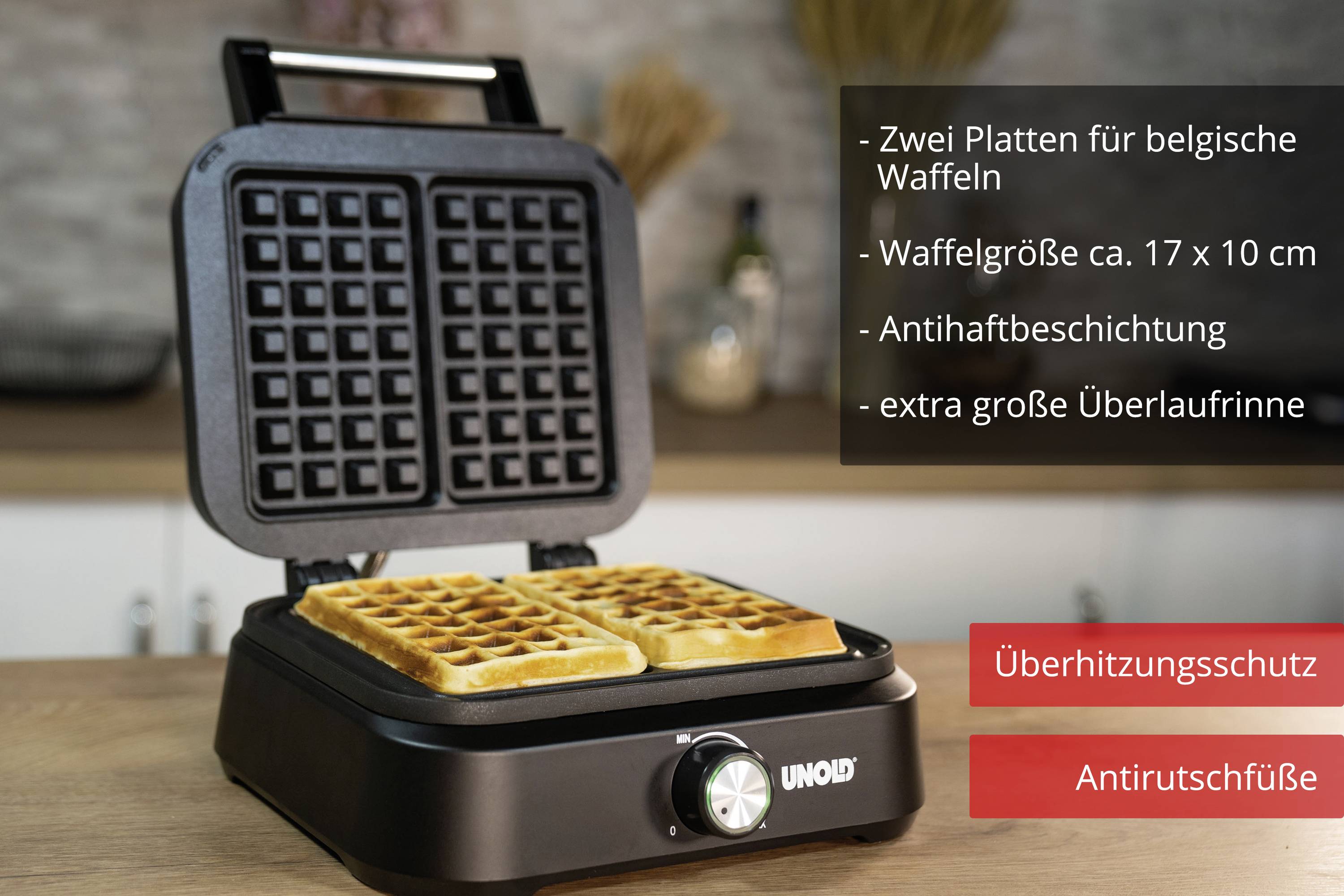 Unold Brüssel Gaufrier boîtier Cool-Touch noir