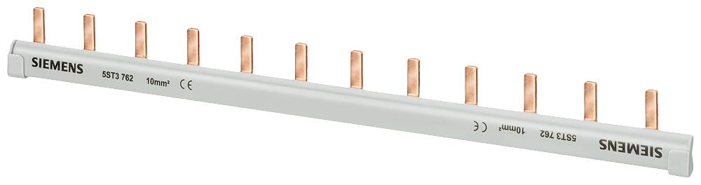 Rail neutre Siemens 5ST3 762, 10mm², monophasé, avec 12 connexions, adapté pour les distributions électriques.