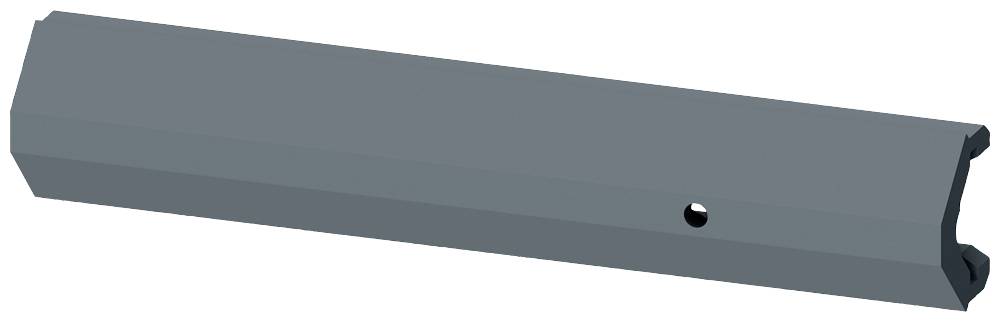Barre métallique grise rectangulaire avec un trou en son centre.