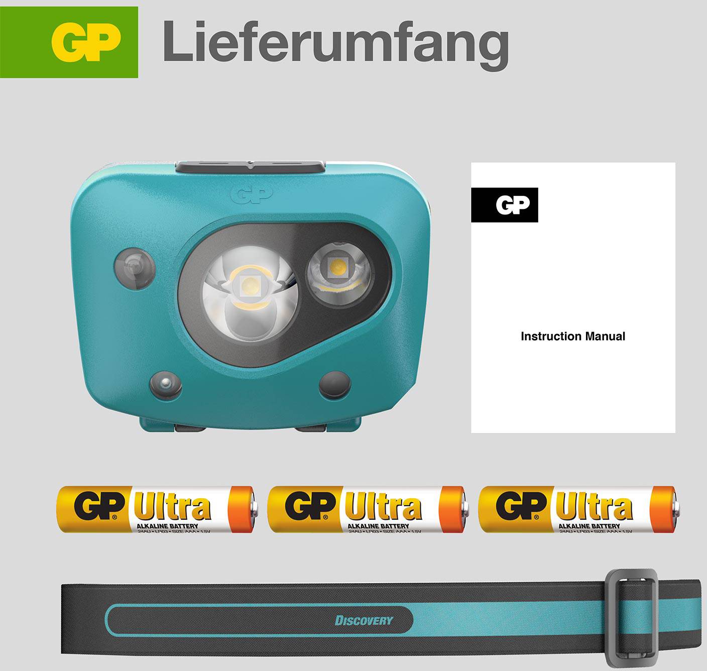 Lampe frontale LED GP Discovery GPDISHLCH44BL058 à pile(s) 300 lm 36 h GPDISHLCH44BL058