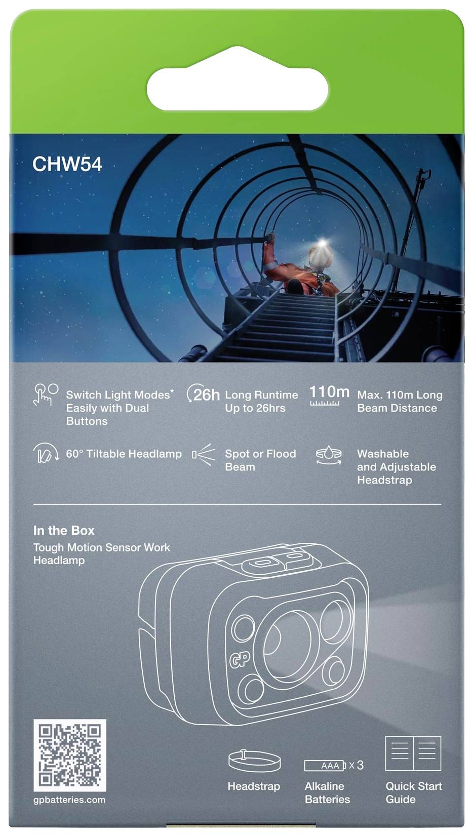 Lampe frontale LED GP Discovery GPDISHLCW54BL119 à pile(s) 375 lm 26 h GPDISHLCW54BL119