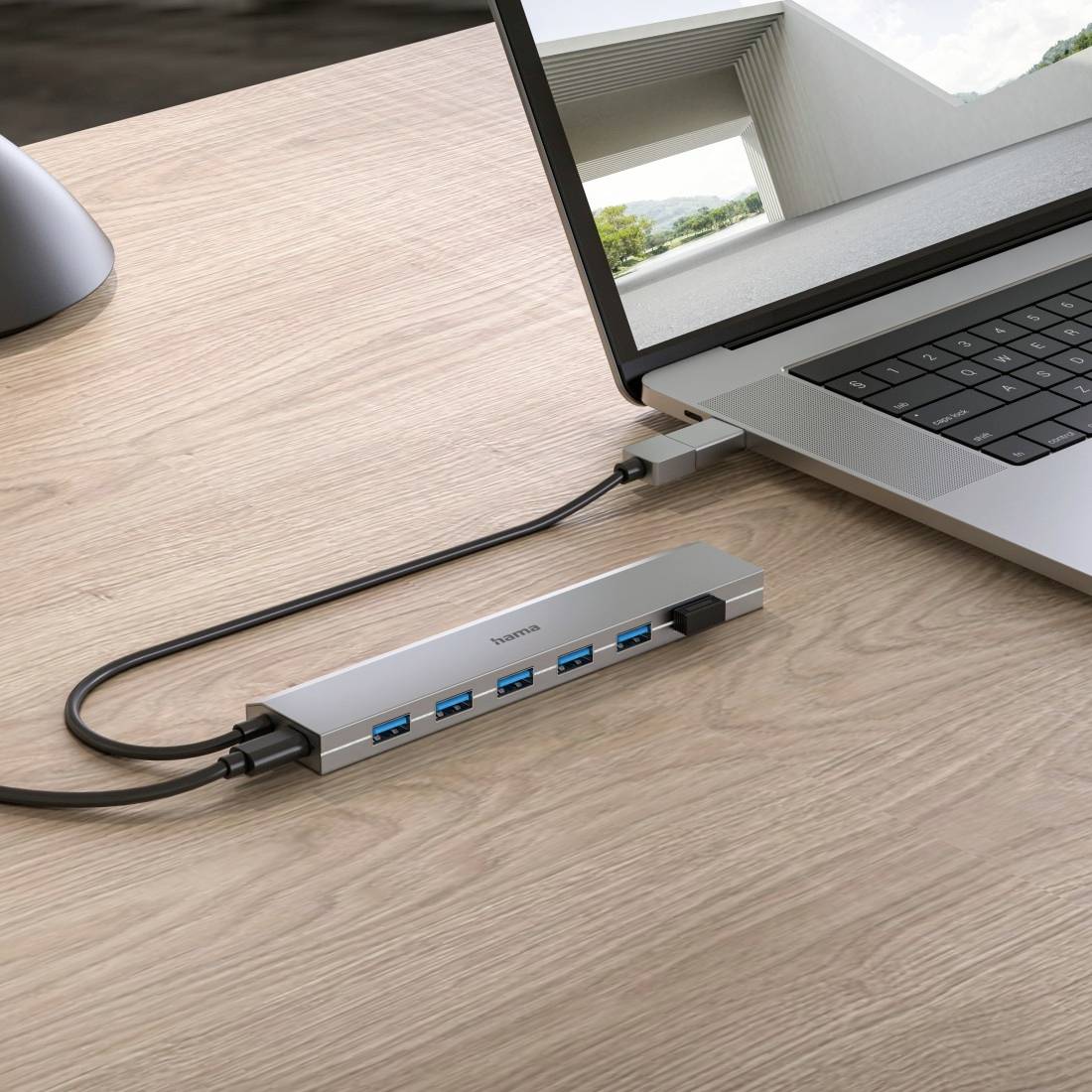 Hub USB 3.0 Hama 7 ports avec fiche mâle USB-C gris