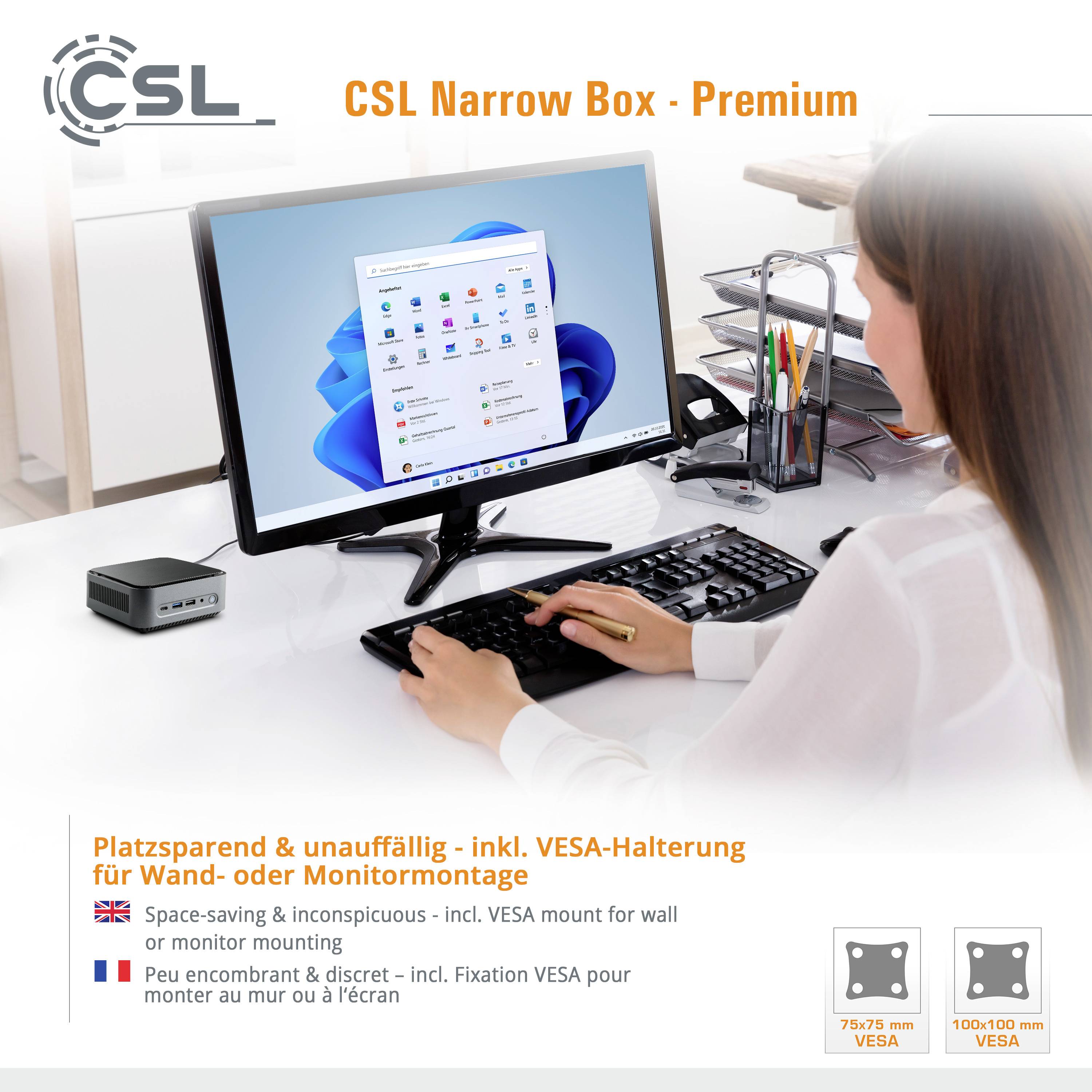 CSL Computer Mini-PC (HTPC) Narrow Box Premium Intel® Pentium® Silver N6000 8 GB RAM 500 GB SSD Intel Graphique UHD Win 11 Home