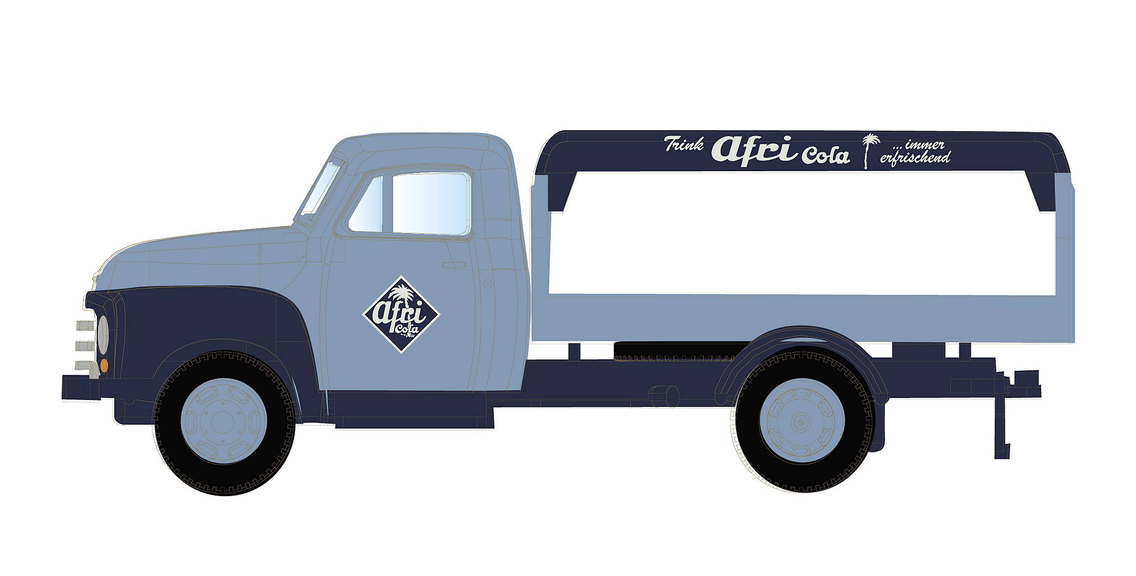 Minis by Lemke LC3238 N Modèle réduit de camion Opel Plateau pour boissons Blitz, Afrique Cola