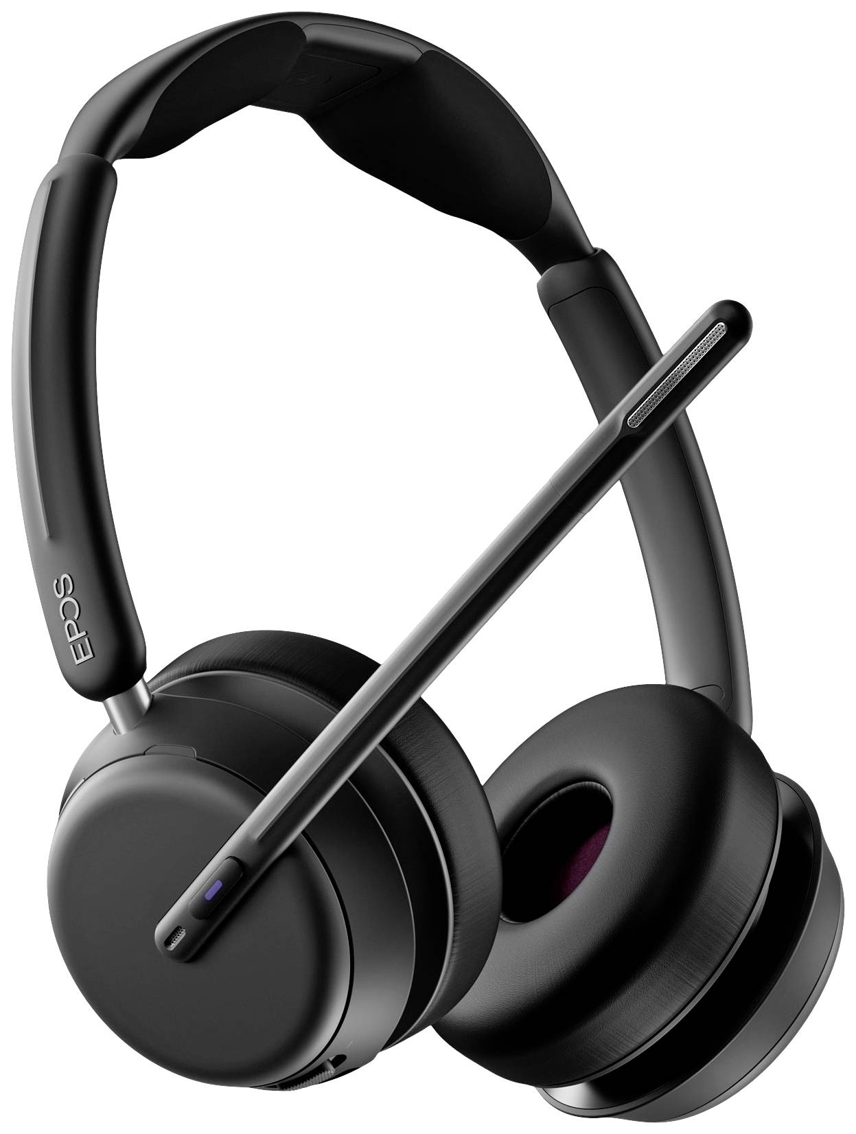 Casque audio noir circum-auriculaire avec microphone intégré. Design luxueux, idéal pour la musique, le gaming ou les appels téléphoniques. Marque visible.