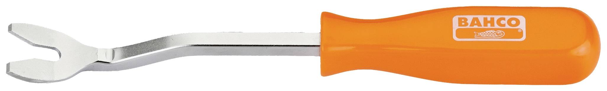Un tournevis à fente orange avec un embout métallique et l'inscription 'Bahco' sur la poignée.