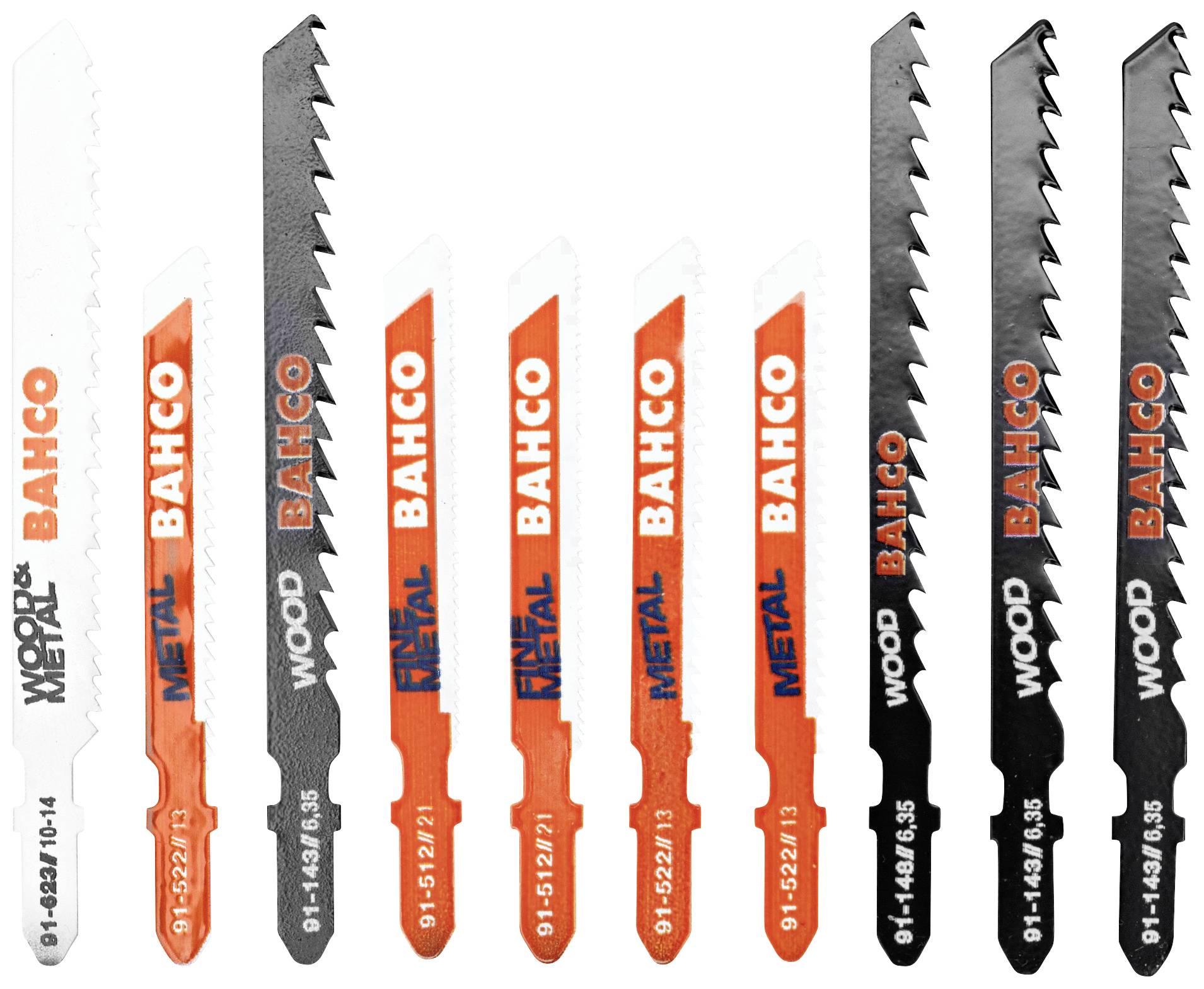 Bahco 91-MIXED-10P Jeu de lames de scie sauteuse pour bois et métal - 10 pcs 1 set
