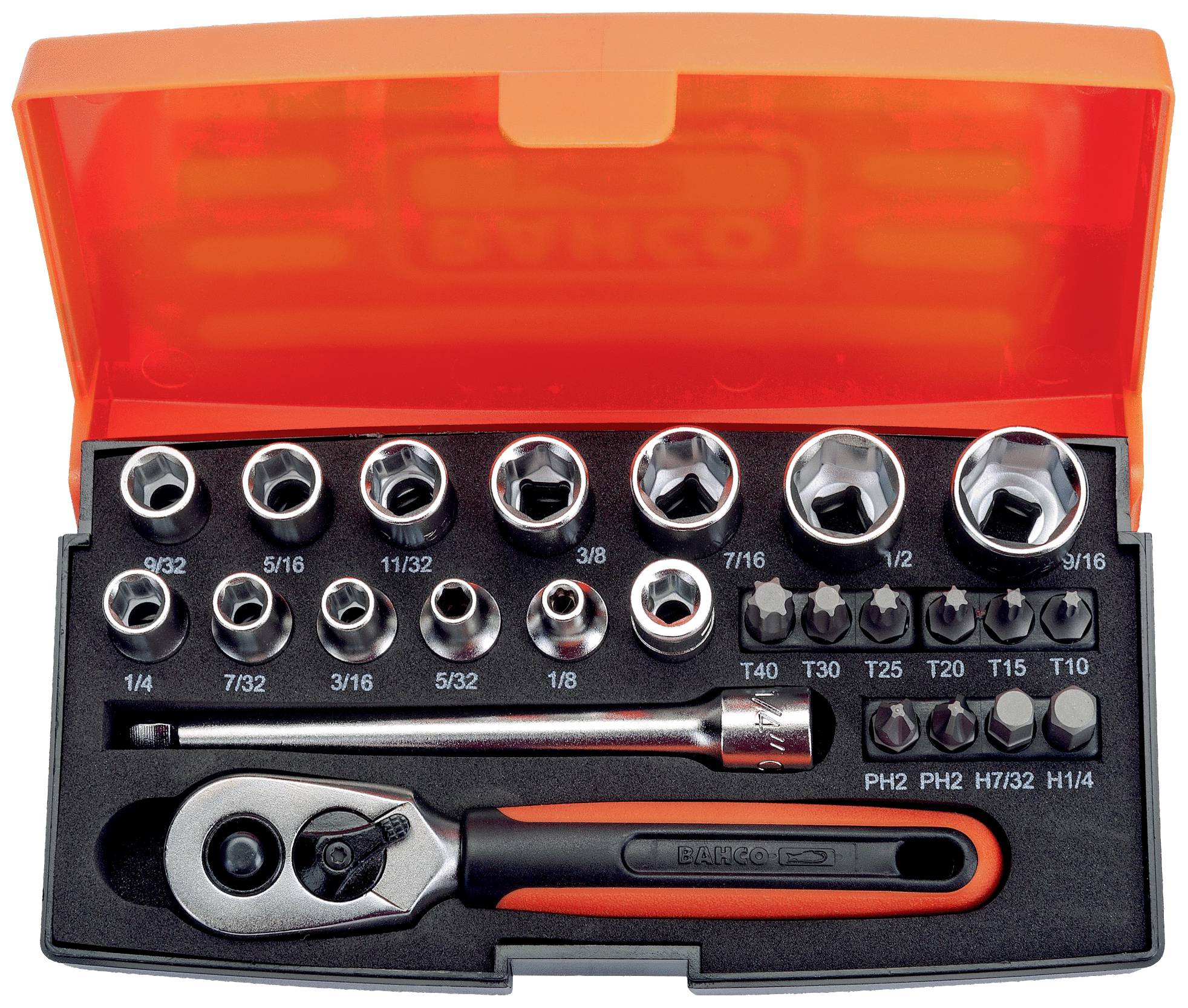 Bahco Jeu de clés à douille 1/4" 25 pièces SL25AF
