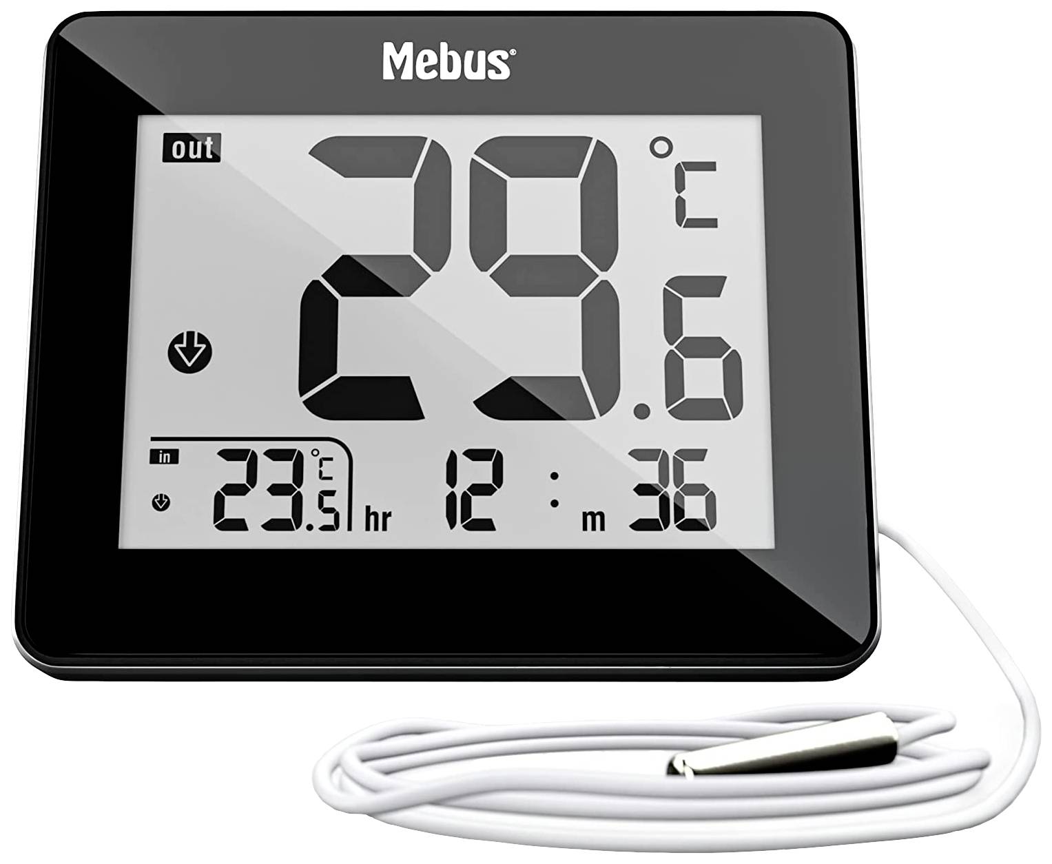 Mebus Thermomètre noir, blanc