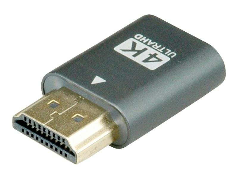 Un adaptateur HDMI noir portant l'inscription '4K ULTRAHD' sur le dessus. L'adaptateur est adapté aux transmissions vidéo haute résolution.
