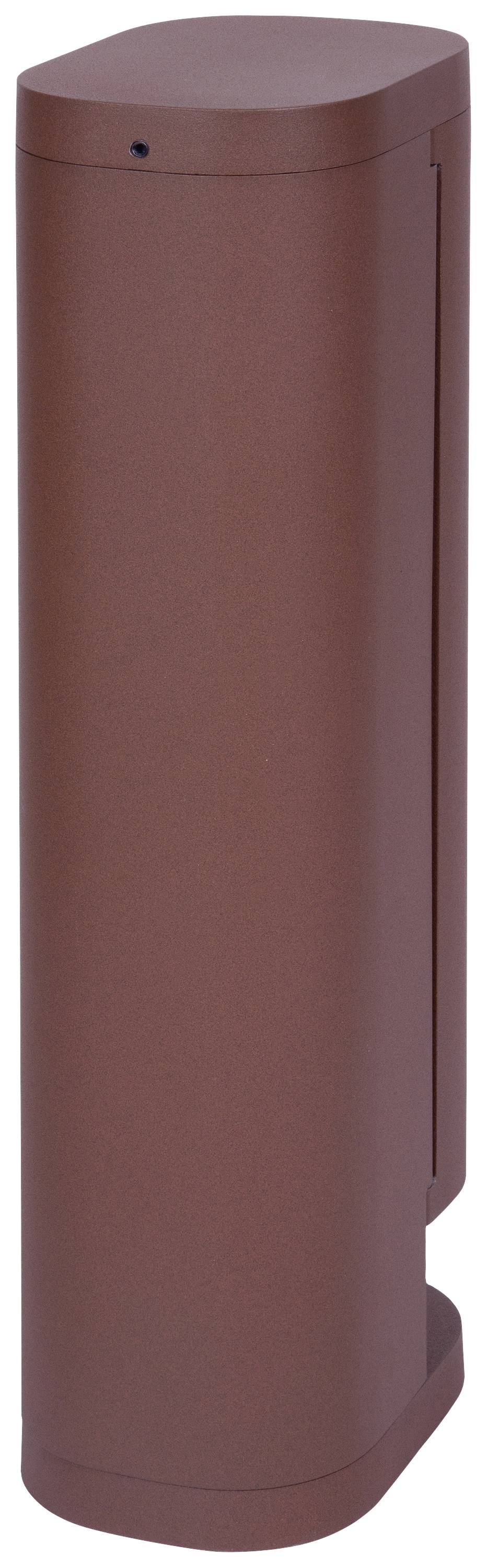 Récipient cylindrique de couleur brune à surface lisse et coins arrondis.