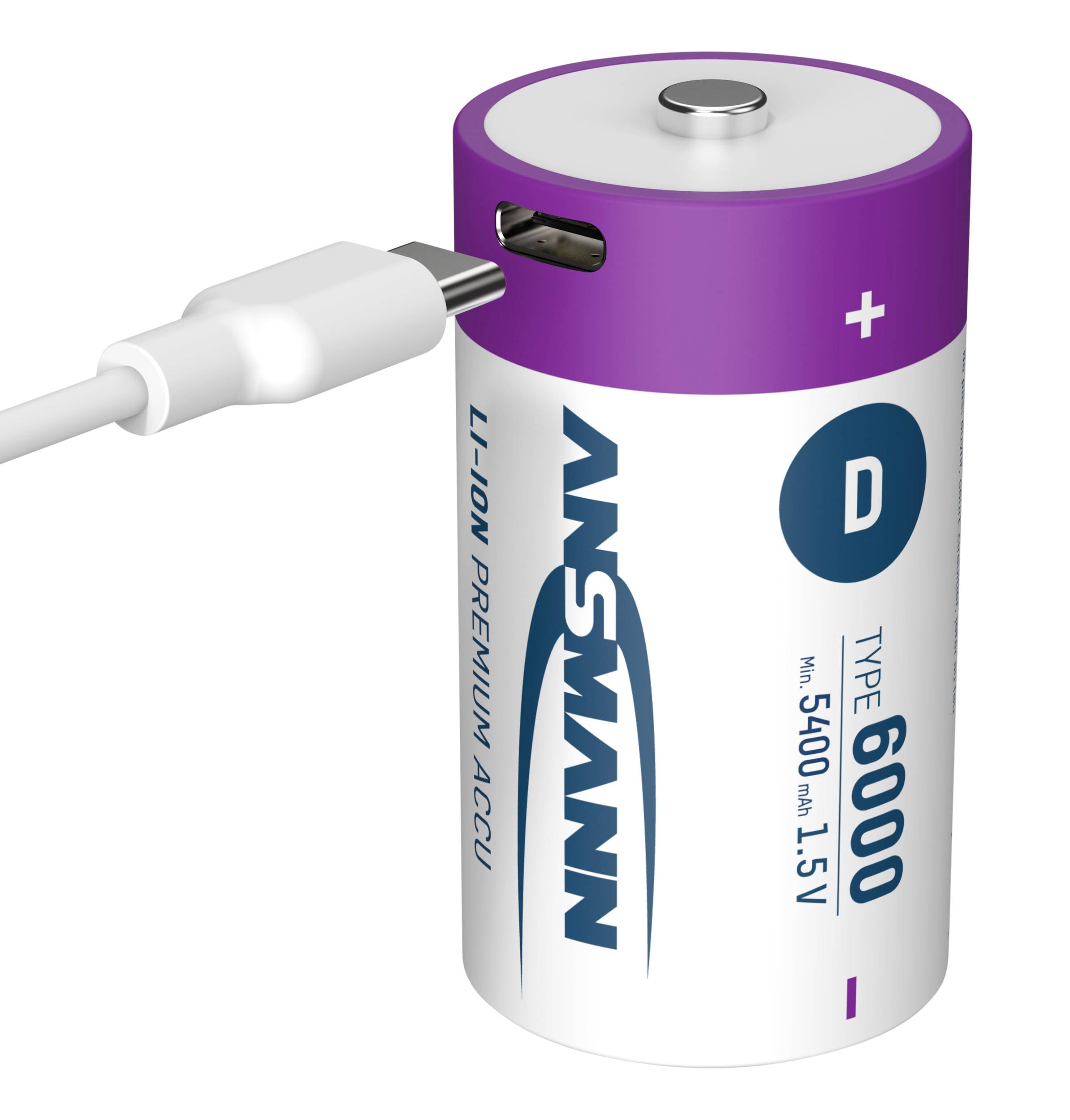 Ansmann LR20 USB-C Pile rechargeable LR20 (D) Li-Ion 6000 mAh 1.5 V 2 pc(s)