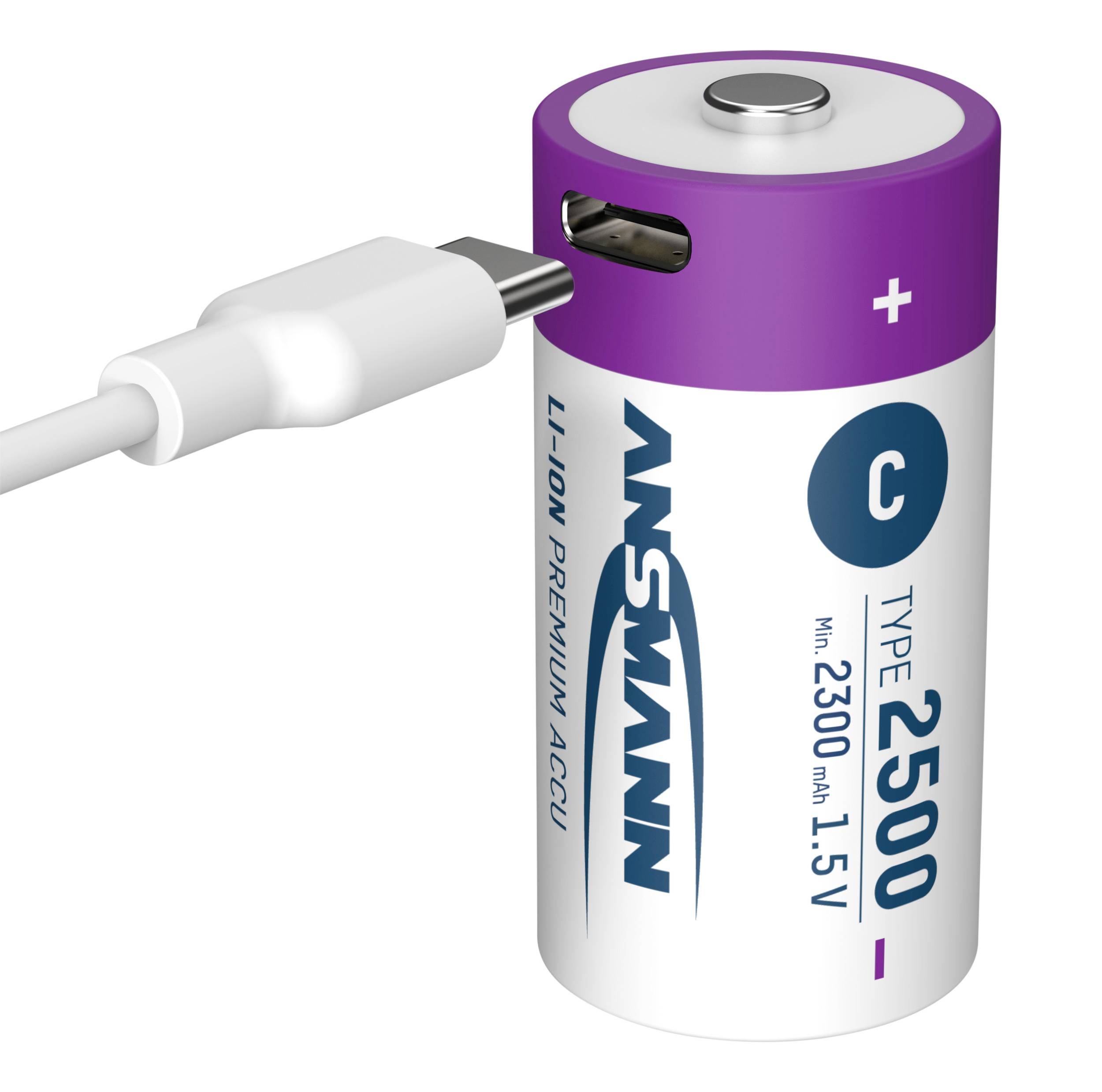 Ansmann LR15 USB-C Pile rechargeable LR14 (C) Li-Ion 2500 mAh 1.5 V 2 pc(s)