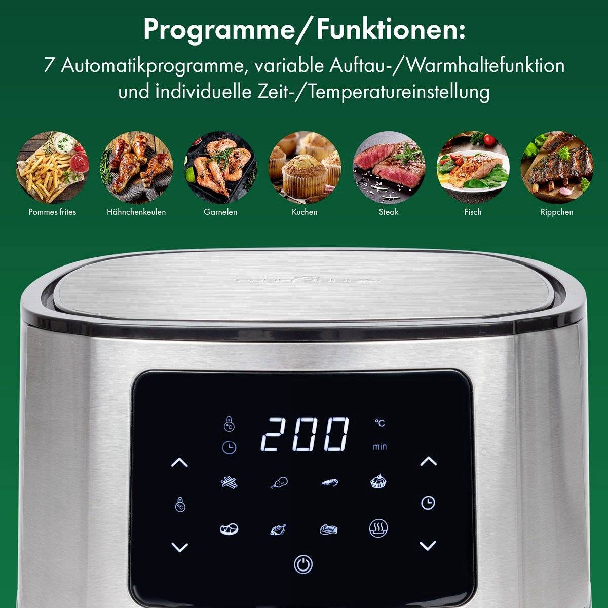 Profi Cook PC-FR 1239 H Friteuse à air chaud 5.5 l acier inoxydable, noir