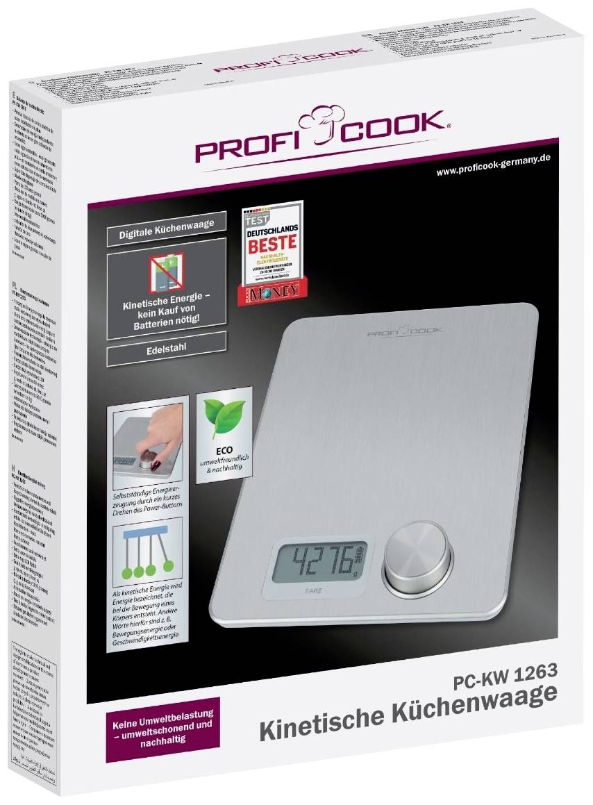 Profi Cook PC-KW 1263 Balance de cuisine numérique Plage de pesée (max.)=5000 g acier inoxydable 233 x 188 x 30