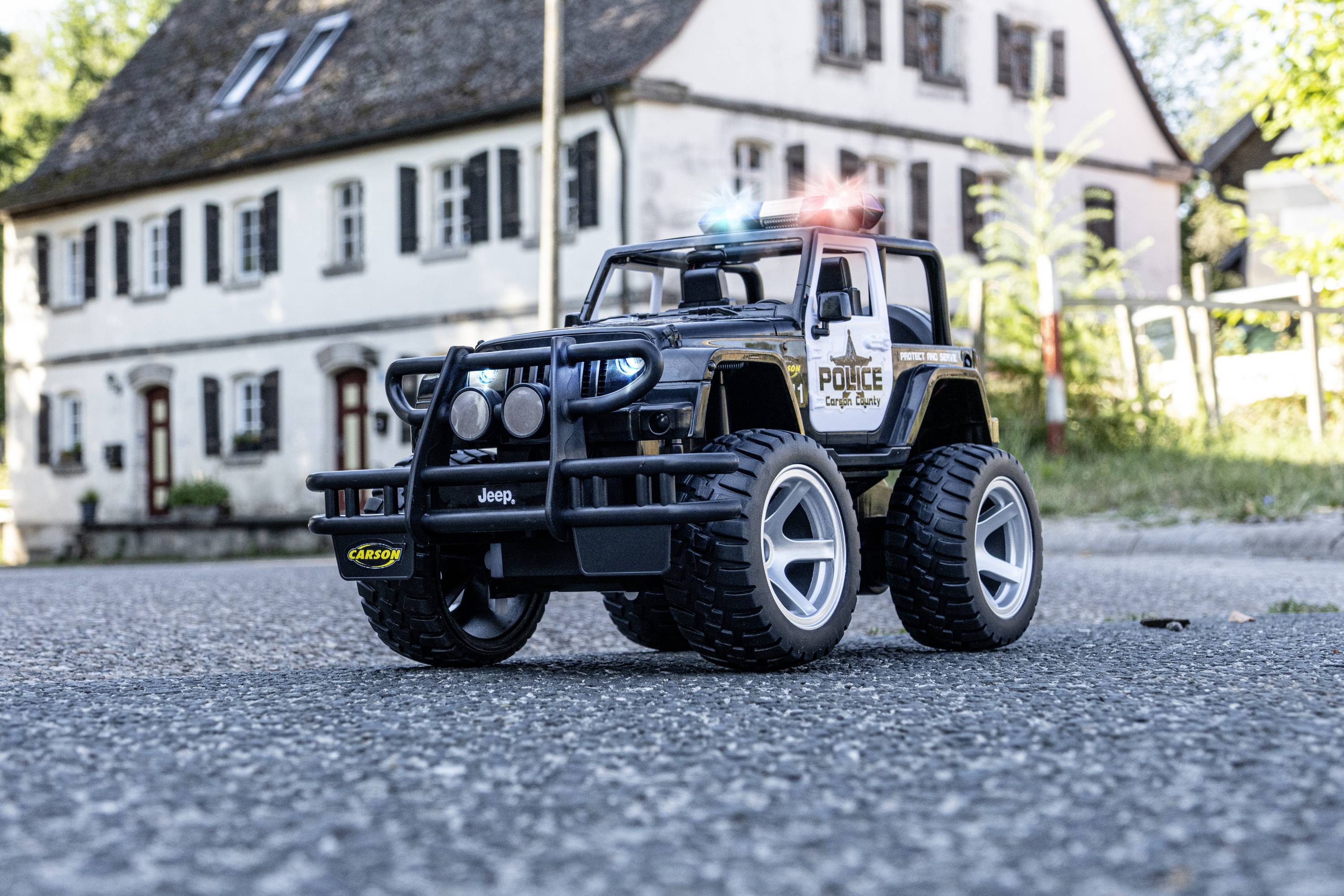 Carson Modellsport Jeep Wrangler Police 1:12 Véhicule RC débutant électrique Véhicule tout-terrain prêt à fonctionner (RtR) 2,4