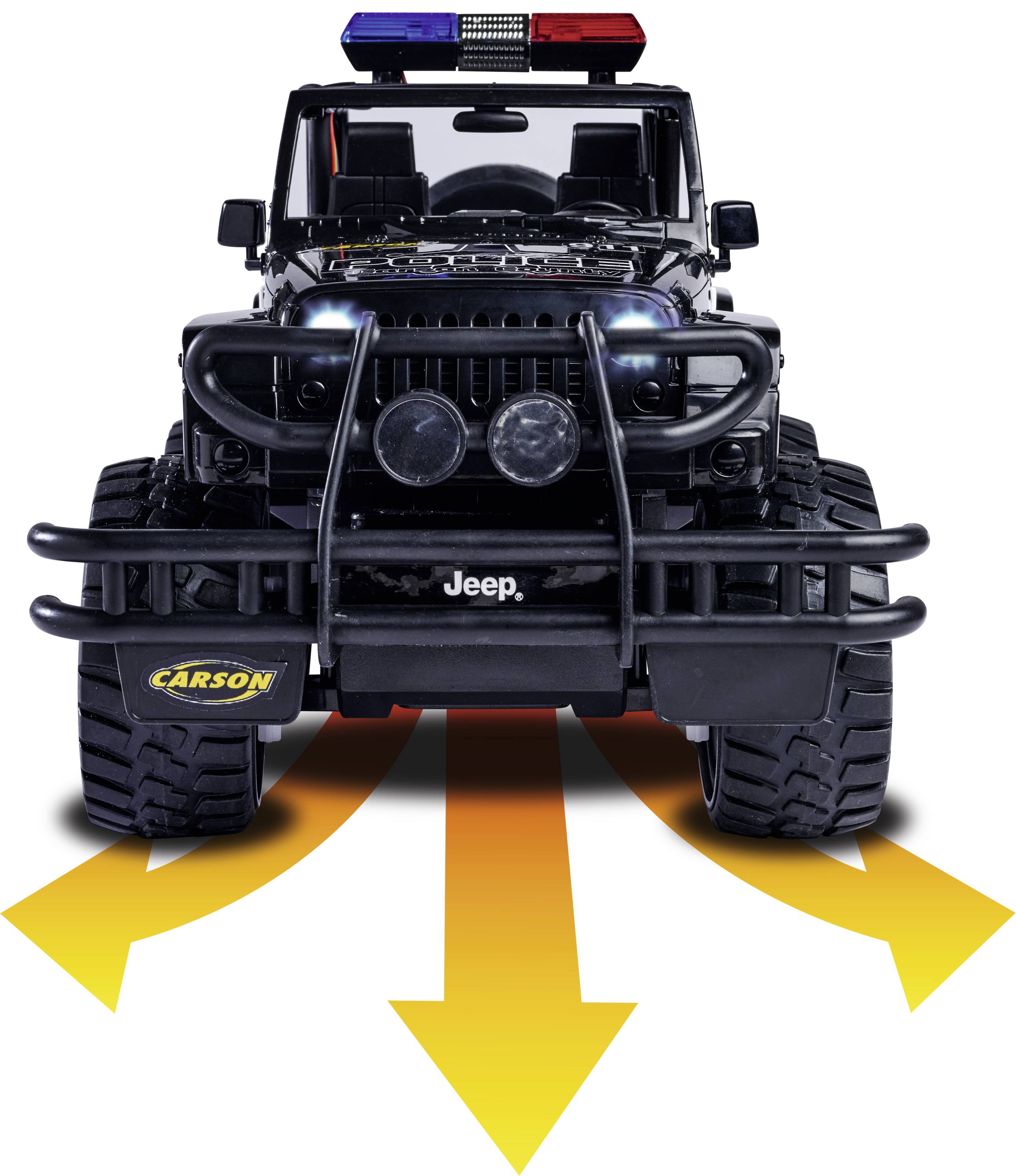 Carson Modellsport Jeep Wrangler Police 1:12 Véhicule RC débutant électrique Véhicule tout-terrain prêt à fonctionner (RtR) 2,4
