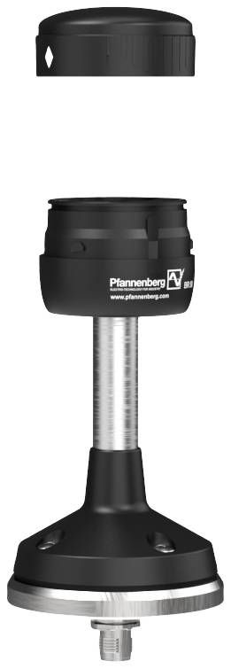 Système d'affichage modulaire avec base noire et capot amovible, adapté aux applications industrielles. Marque 'Pfannenberg'.