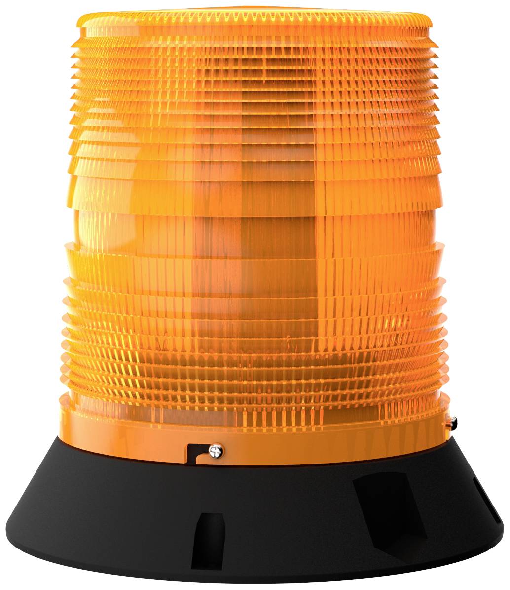 Un voyant d'avertissement orange avec un socle noir indique qu'un risque de sécurité ou un avertissement est présent.