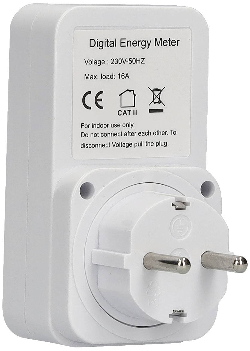 Prise de compteur d'énergie numérique, adaptée à 230V-50HZ, charge maximale de 16A, uniquement pour une utilisation intérieure.